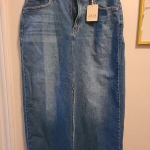 a.n.a Blue Denim Midi Skirt